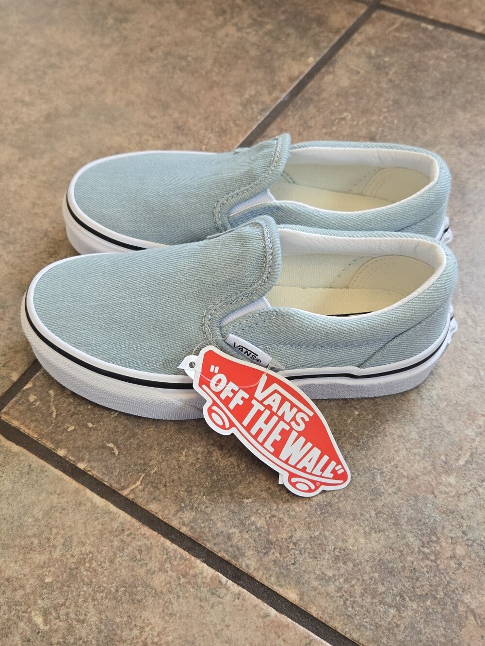 Vans Classic Slip-On Kids Size 12 Light Blue Canvas NWT